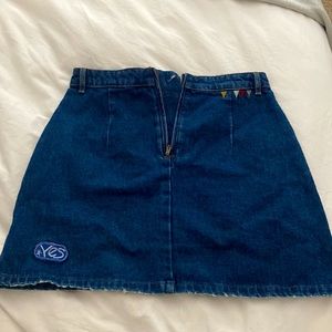 denim skirt with patches